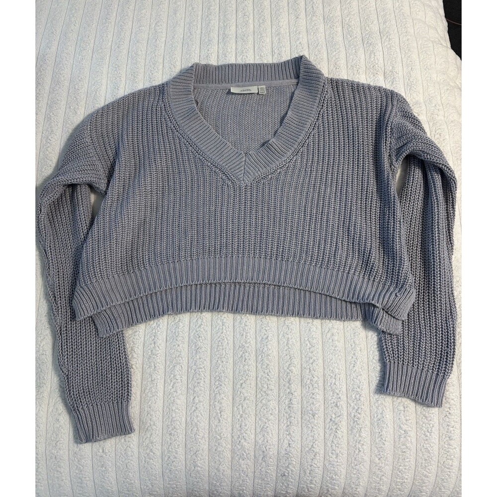 Cloth By RD Crop V Neck Sweater Womens Small Purple Gray Lavender Lightweight